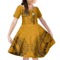 Nanakuli High and Intermediate School Family Matching Puletasi Dress and Hawaiian Shirt Tribal Kakau Pattern LT03 Daughter's Dress Yellow - Polynesian Pride