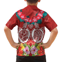 Polynesian Valentine Day Family Matching Long Sleeve Bodycon Dress and Hawaiian Shirt Love Couple Turtle Maori Hibiscus Red Style LT03 - Polynesian Pride