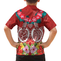 Polynesian Valentine Day Kid Hawaiian Shirt Love Couple Turtle Maori Hibiscus Red Style LT03 - Polynesian Pride