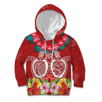 Polynesian Valentine Day Kid Hoodie Love Couple Turtle Maori Hibiscus Red Style LT03 Hoodie Red - Polynesian Pride