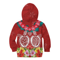 Polynesian Valentine Day Kid Hoodie Love Couple Turtle Maori Hibiscus Red Style LT03 - Polynesian Pride