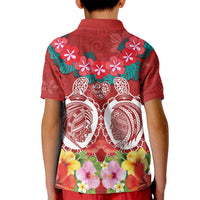 Polynesian Valentine Day Kid Polo Shirt Love Couple Turtle Maori Hibiscus Red Style LT03 - Polynesian Pride