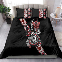 Aotearoa Toitu Te Tiriti-Honour the Treaty Bedding Set Maori Taniwha Haka with Taniko and Tukutuku