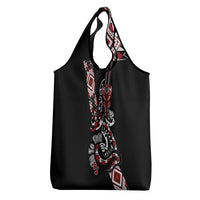 Aotearoa Toitu Te Tiriti-Honour the Treaty Grocery Bag Maori Taniwha Haka with Taniko and Tukutuku