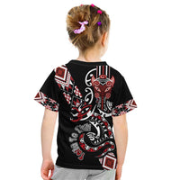 Aotearoa Toitu Te Tiriti-Honour the Treaty Kid T Shirt Maori Taniwha Haka with Taniko and Tukutuku