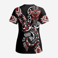 Aotearoa Toitu Te Tiriti-Honour the Treaty Scrub Top Maori Taniwha Haka with Taniko and Tukutuku - Polynesian Pride