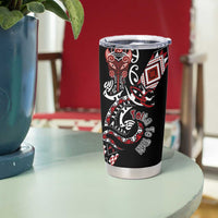 Aotearoa Toitu Te Tiriti-Honour the Treaty Tumbler Cup Maori Taniwha Haka with Taniko and Tukutuku