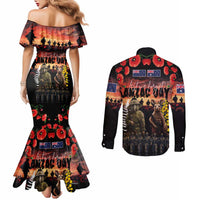 Australia and New Zealand ANZAC Day Couples Matching Mermaid Dress and Long Sleeve Button Shirt Kangaroo and Kiwi Bird Soldier - Forever in My Thoughts LT03 - Polynesian Pride