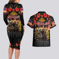 Australia ANZAC Day Couples Matching Long Sleeve Bodycon Dress and Hawaiian Shirt Kangaroo and Koala Soldier - Forever in My Thoughts
