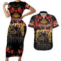 Australia ANZAC Day Couples Matching Short Sleeve Bodycon Dress and Hawaiian Shirt Kangaroo and Koala Soldier - Forever in My Thoughts