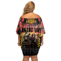 Australia ANZAC Day Family Matching Off Shoulder Short Dress and Hawaiian Shirt Kangaroo and Koala Soldier - Forever in My Thoughts LT03 - Polynesian Pride