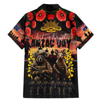 Australia ANZAC Day Family Matching Short Sleeve Bodycon Dress and Hawaiian Shirt Kangaroo and Koala Soldier - Forever in My Thoughts LT03 - Polynesian Pride