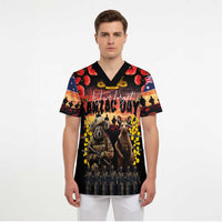 Australia ANZAC Day Scrub Top Kangaroo and Koala Soldier - Forever in My Thoughts - Polynesian Pride