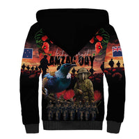 New Zealand ANZAC Day Sherpa Hoodie Tui Bird and Kiwi Bird Soldier - Forever in My Thoughts