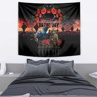New Zealand ANZAC Day Tapestry Tui Bird and Kiwi Bird Soldier - Forever in My Thoughts