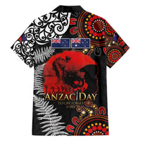 Australia and New Zealand ANZAC Day Family Matching Off Shoulder Short Dress and Hawaiian Shirt Aboriginal and Maori Art Pattern - Gallipoli Lest We Forget LT03 - Polynesian Pride