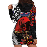 Australia and New Zealand ANZAC Day Hoodie Dress Aboriginal and Maori Art Pattern - Gallipoli Lest We Forget
