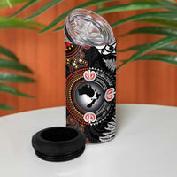 Australia and New Zealand Together 4 in 1 Can Cooler Tumbler Aboriginal and Maori Art Tattoo