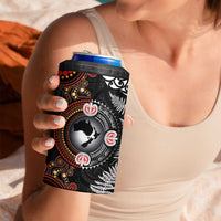 Australia and New Zealand Together 4 in 1 Can Cooler Tumbler Aboriginal and Maori Art Tattoo