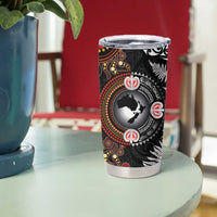 Australia and New Zealand Together Tumbler Cup Aboriginal and Maori Art Tattoo
