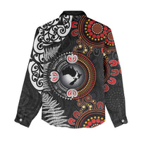 Australia and New Zealand Together Women Casual Shirt Aboriginal and Maori Art Tattoo