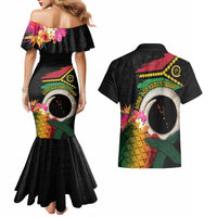 Vanuatu Selebretem 44th Indipendens Dei Couples Matching Mermaid Dress and Hawaiian Shirt Sand Drawing Turtle Melanesian Vibes LT03 - Polynesian Pride