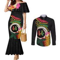 Vanuatu Selebretem 44th Indipendens Dei Couples Matching Mermaid Dress and Long Sleeve Button Shirt Sand Drawing Turtle Melanesian Vibes