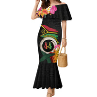 Vanuatu Selebretem 44th Indipendens Dei Family Matching Mermaid Dress and Hawaiian Shirt Sand Drawing Turtle Melanesian Vibes LT03 Mom's Dress Black - Polynesian Pride