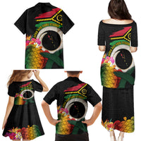Vanuatu Selebretem 44th Indipendens Dei Family Matching Puletasi and Hawaiian Shirt Sand Drawing Turtle Melanesian Vibes LT03 - Polynesian Pride