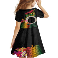 Vanuatu Selebretem 44th Indipendens Dei Family Matching Short Sleeve Bodycon Dress and Hawaiian Shirt Sand Drawing Turtle Melanesian Vibes LT03 - Polynesian Pride