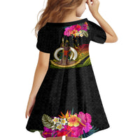 Vanuatu Ni-Van Family Matching Long Sleeve Bodycon Dress and Hawaiian Shirt Coat of Arms Sand Drawing LT03 - Polynesian Pride
