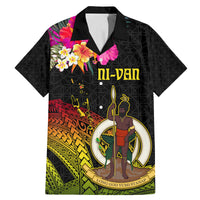 Vanuatu Ni-Van Family Matching Mermaid Dress and Hawaiian Shirt Coat of Arms Sand Drawing LT03 Dad's Shirt - Short Sleeve Black - Polynesian Pride