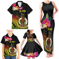 Vanuatu Ni-Van Family Matching Tank Maxi Dress and Hawaiian Shirt Coat of Arms Sand Drawing