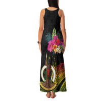 Vanuatu Ni-Van Family Matching Tank Maxi Dress and Hawaiian Shirt Coat of Arms Sand Drawing