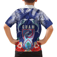 Guam Liberation Day Kid Hawaiian Shirt The Tribal Latte Stone and Dolphins with Hibiscus Chamorro Culture LT03 - Polynesian Pride