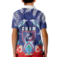 Guam Liberation Day Kid Polo Shirt The Tribal Latte Stone and Dolphins with Hibiscus Chamorro Culture LT03 - Polynesian Pride