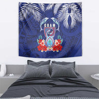 Guam Liberation Day Tapestry The Tribal Latte Stone and Dolphins with Hibiscus Chamorro Culture