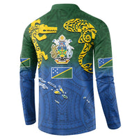 Solomon Islands Button Sweatshirt The Guardians-Tribal Crocodile and Shark Melanesian Tattoo