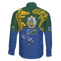 Solomon Islands Family Matching Long Sleeve Bodycon Dress and Hawaiian Shirt The Guardians-Tribal Crocodile and Shark Melanesian Tattoo