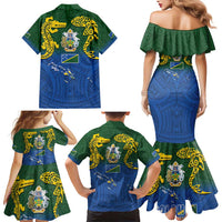 Solomon Islands Family Matching Mermaid Dress and Hawaiian Shirt The Guardians-Tribal Crocodile and Shark Melanesian Tattoo