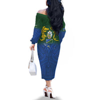 Solomon Islands Family Matching Off The Shoulder Long Sleeve Dress and Hawaiian Shirt The Guardians-Tribal Crocodile and Shark Melanesian Tattoo LT03 - Polynesian Pride