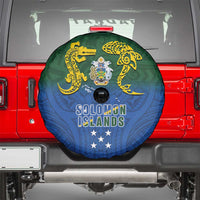 Solomon Islands Spare Tire Cover The Guardians-Tribal Crocodile and Shark Melanesian Tattoo