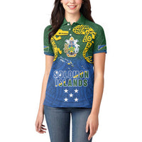Solomon Islands Women Polo Shirt The Guardians-Tribal Crocodile and Shark Melanesian Tattoo