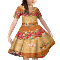 Hawaii Hibiscus Family Matching Mermaid Dress and Hawaiian Shirt Turtles and Tribal Motifs Vintage Floral Style