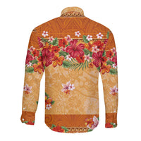 Hawaii Hibiscus Long Sleeve Button Shirt Turtles and Tribal Motifs Vintage Floral Style