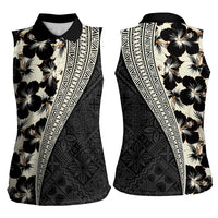 Bula Hibiscus Festival Women Sleeveless Polo Shirt Tapa Pattern Half Style