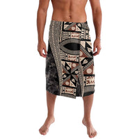 Bula Hibiscus Festival Lavalava Fijian Masi Pattern Half Style LT03 Beige - Polynesian Pride