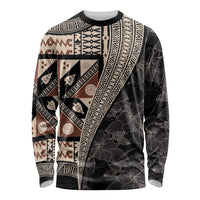 Bula Hibiscus Festival Long Sleeve Shirt Fijian Masi Pattern Half Style