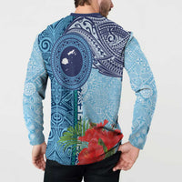 Fiji Day Button Sweatshirt Tapa Pattern and Hibiscus Flower LT03 - Polynesian Pride