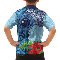 Fiji Day Family Matching Short Sleeve Bodycon Dress and Hawaiian Shirt Tapa Pattern and Hibiscus Flower LT03 - Polynesian Pride